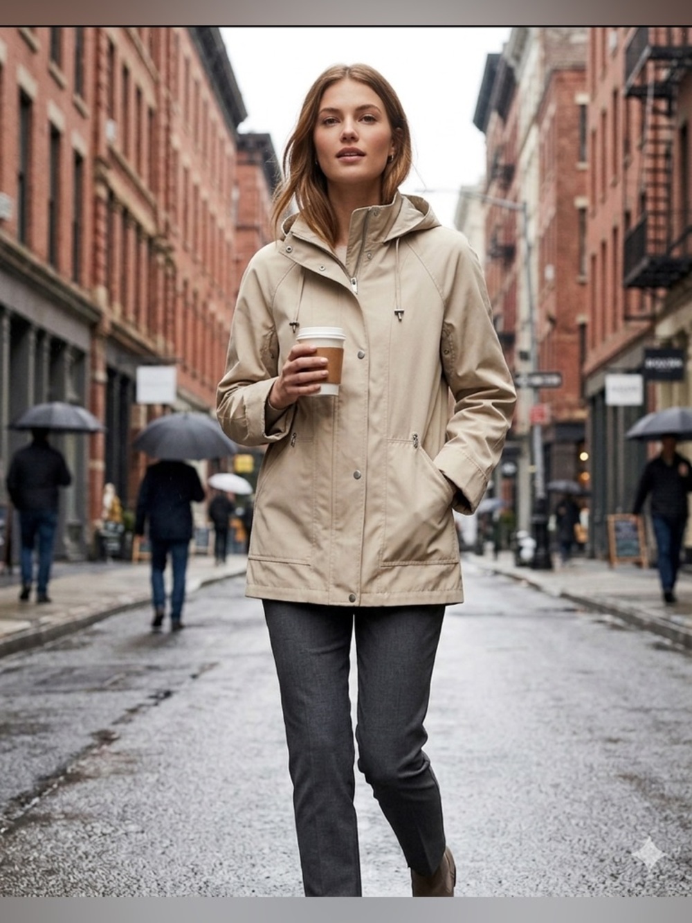 Sz S (6-8) Sequence Lightweight Hooded Bedrock Taupe Jacket